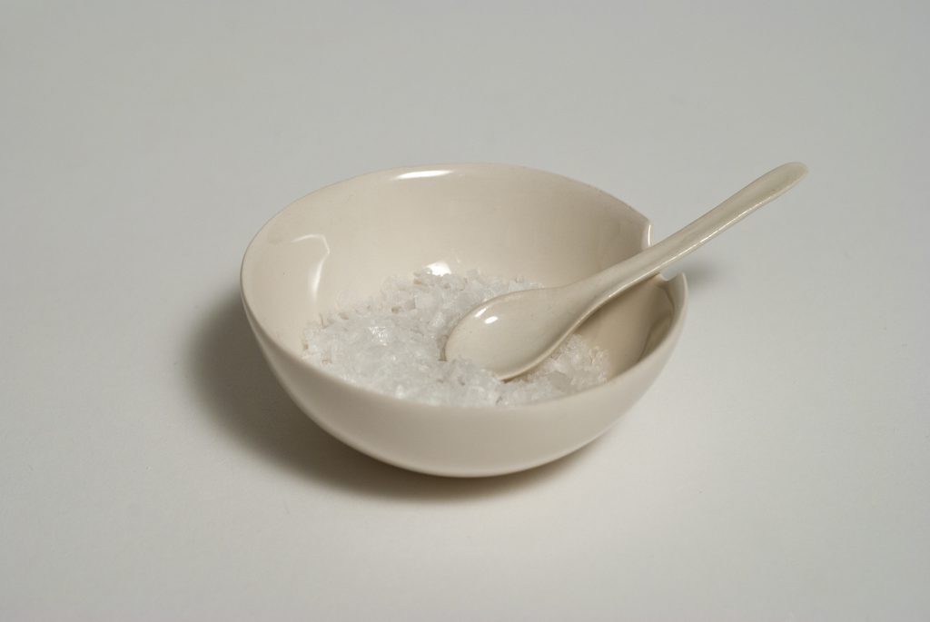 White Earthenware Salt Bow WithSpoon